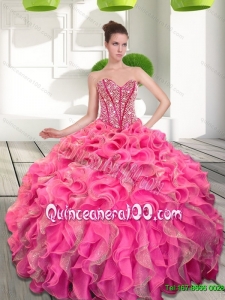 Dynamic Beading and Ruffles Sweetheart Quinceanera Dresses for 2015