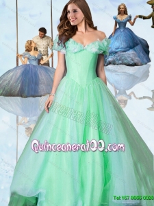 Sweet Off The Shoulder Cinderella Quinceanera Dresses in Apple Green