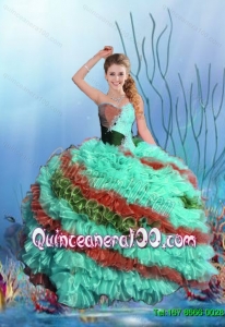 2015 Summer Simple Sweet 15 Dresses with Beading and Ruffles in Multi Color