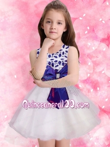 Low Price A-Line Scoop Mini-length Flower Girl Dress with Bowknot
