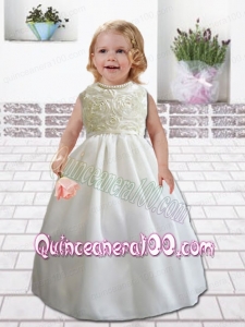 Pretty Ball Gown Floor-length Flower Girl Dress with Rolling Flowers