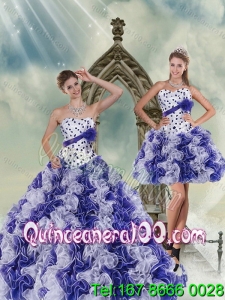 Wholesale 2015 Pretty White and Purple Dress for Quince with Ruffles and Beading