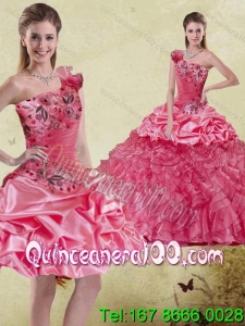 Wholesale and Pretty Watermelon 2015 Quinceanera Dress with Appliques and Ruffles