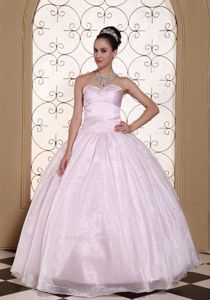 Baby Pink Sweetheart Quinceanera Dress with Beaded Sweetheart