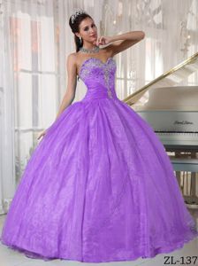 Lilac Sweetheart Ball Gown Sweet 16 Dresses with Appliques