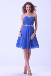 Sweetheart Royal Blue Knee-length Dama Gown With Appliques
