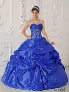 Recent Pick-ups Appliques Taffeta Dress for Sweet 16 in Royal Blue