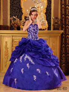 Appliqued Blue Sweet Sixteen Quinceanera Dresses with Pick ups