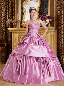 Flowers and Appliques Accent Quinceanera Dresses Gown in Rose Pink