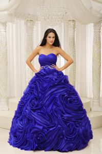 Royal Blue Sweetheart Beading Quinceanera Dress with Rosettes
