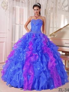 The Best Sequins Ruffled Quinceanera Dress in Blue and Purple