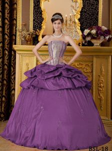 Corset Back Pick Ups Purple Ball Gown Quinceanera Dresses