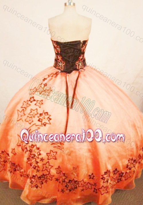 Modern Sweetheart Ball Gown Appliques Orange Quinceanera Dress