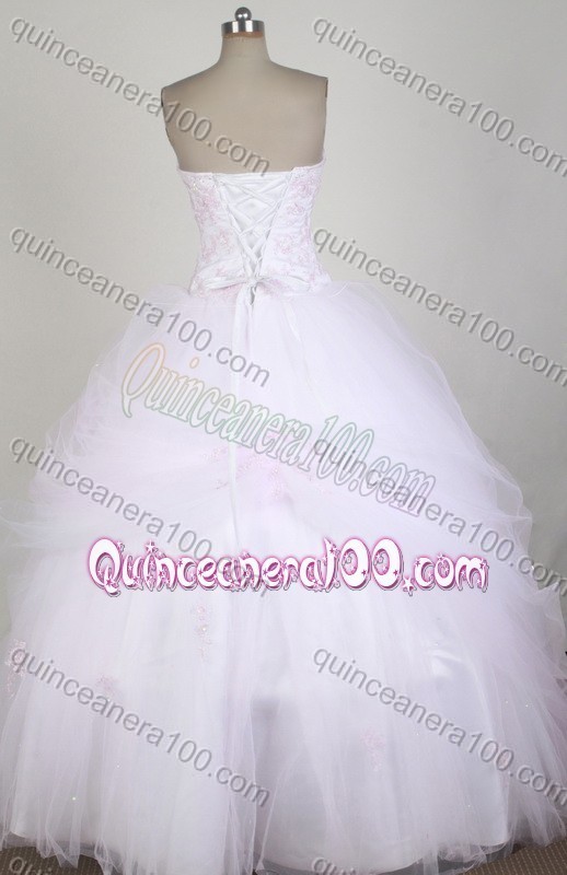 Romantic Ball Gown Strapless Baby Pink Appliques Quinceanera Dress