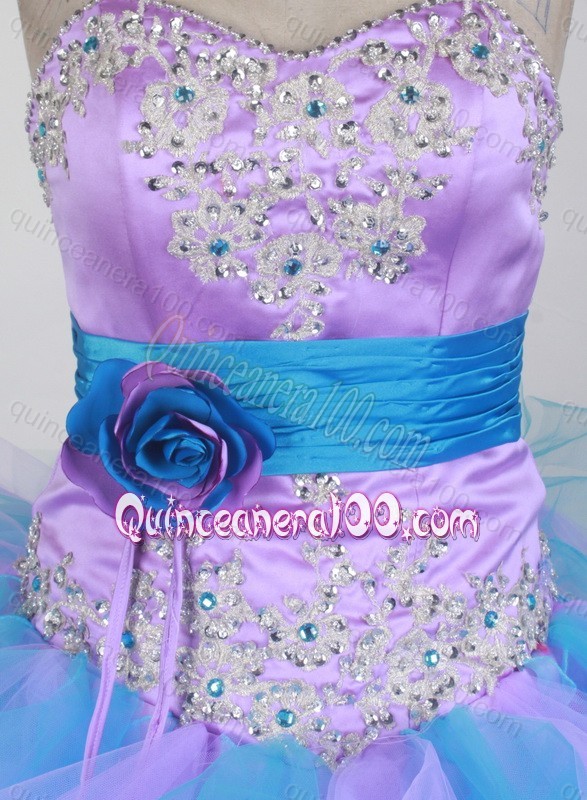 Sweetheart Ball Gown Beadings and Ruffles Organza Colorful Quinceanera Dress