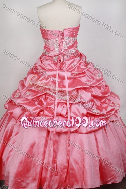 Luxurious Ball Gown Strapless Beading Watermelon Quinceanera Dresses
