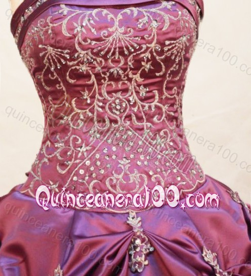Pretty Ball Gown Strapless Appliques And Pick-ups Quinceanera Dress In Fuchsia