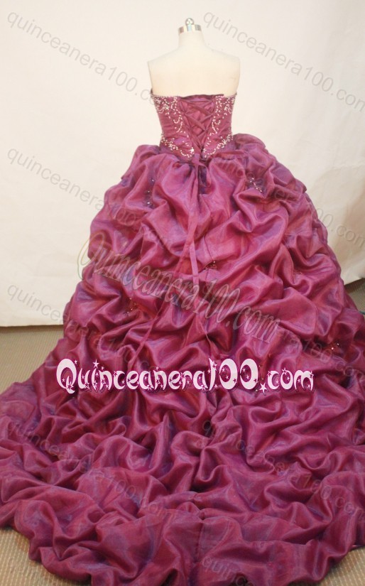 Exquisite Ball gown Strapless Sweep Train Embroidery And Beading Quinceanera Dresses