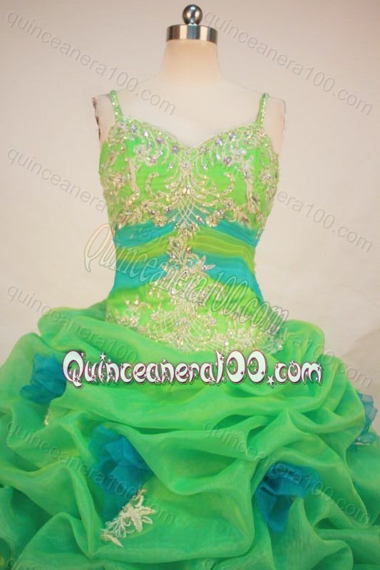 Cute Ball Gown Straps Appliques with Beading And Pick-ups Quinceanera Dresses