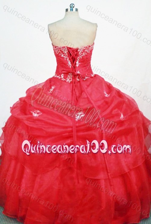 Cute Ball Gown Strapless Red Quinceanera Dresses With Appliques