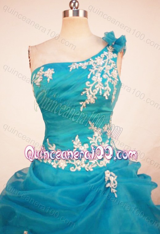 Exclusive Appliques And Pick-ups Ball Gown One Shoulder Neck Quinceanera Dresses