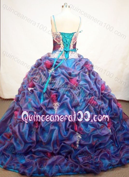 Exquisite Ball Gown Straps Appliques And Pick-ups Multi-color Quinceanera Dresses