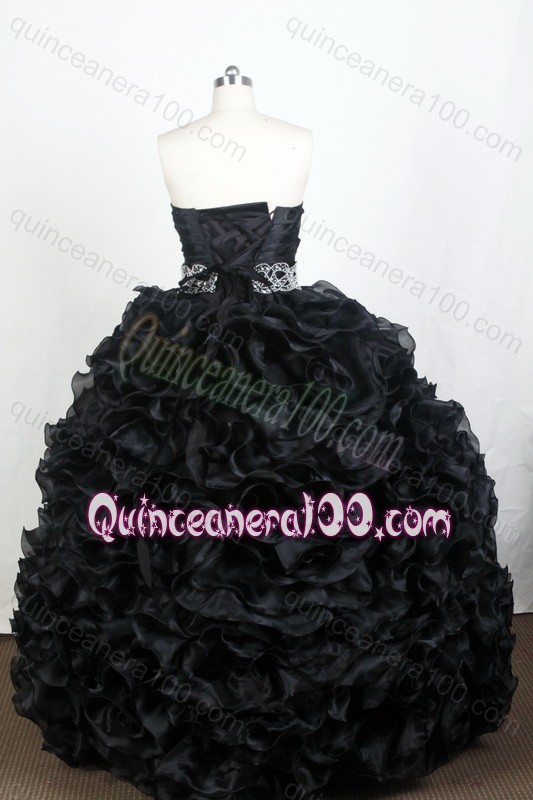Ball Gown Black Sweetheart Ruching Ruffles Quinceanera Dresses