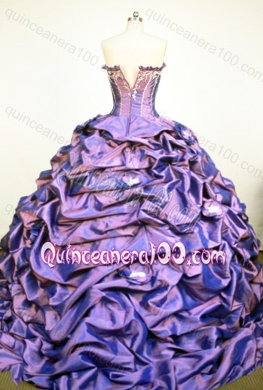 Classical Ball Gown Strapless Purple Appliques and Pick-ups Quinceanera Dress