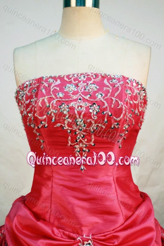 Popular Strapless Ball Gown Appliques with Beading Quinceanera Dress in Hot Pink