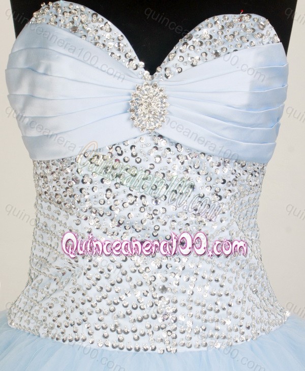 Appliques Light Blue Ball Gown Sweetheart Quinceanera Dresses