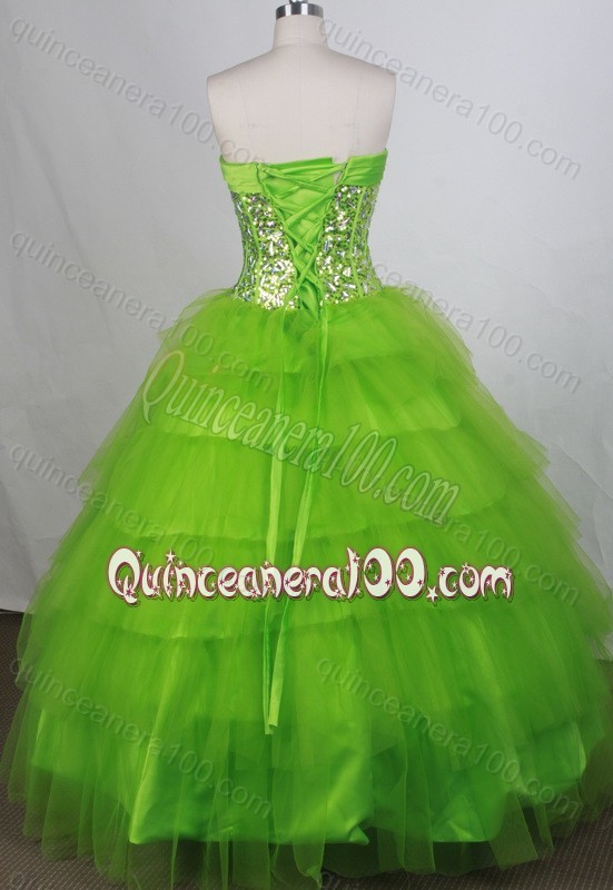 Discount Ball gown Sweetheart Beaded Decorate Quinceanera Dresses in Green