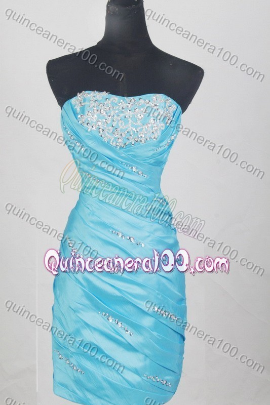 Gorgeous Baby Blue Strapless Appliques and Pick-ups Quinceanera Dresses