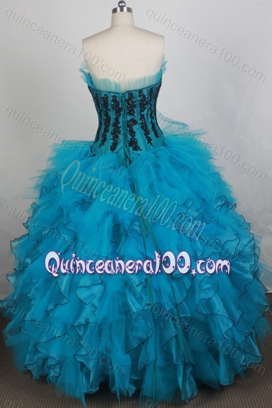 Gorgeous Ball gown Strapless Appliques Quinceanera Dresses in Teal