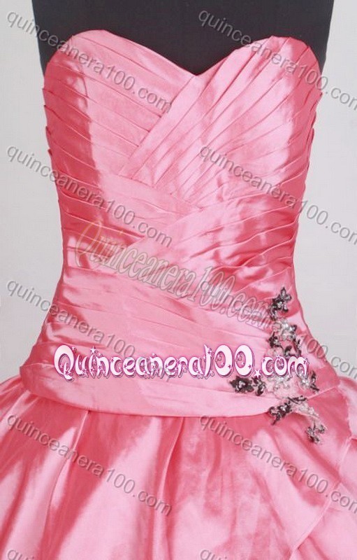 Romantic Appliques Ball Gown Sweetheart Watermelon Quinceanera Dresses