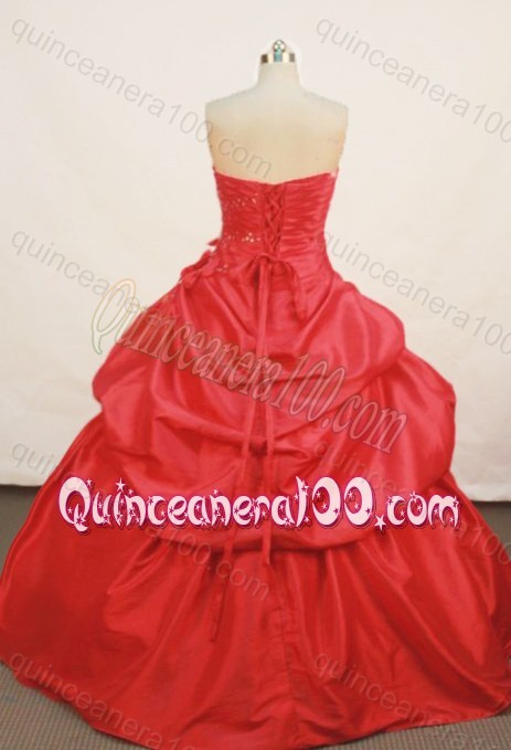 Elegant Ball Gown Appliques and Pick-ups Sweetheart red Quinceanera Dresses
