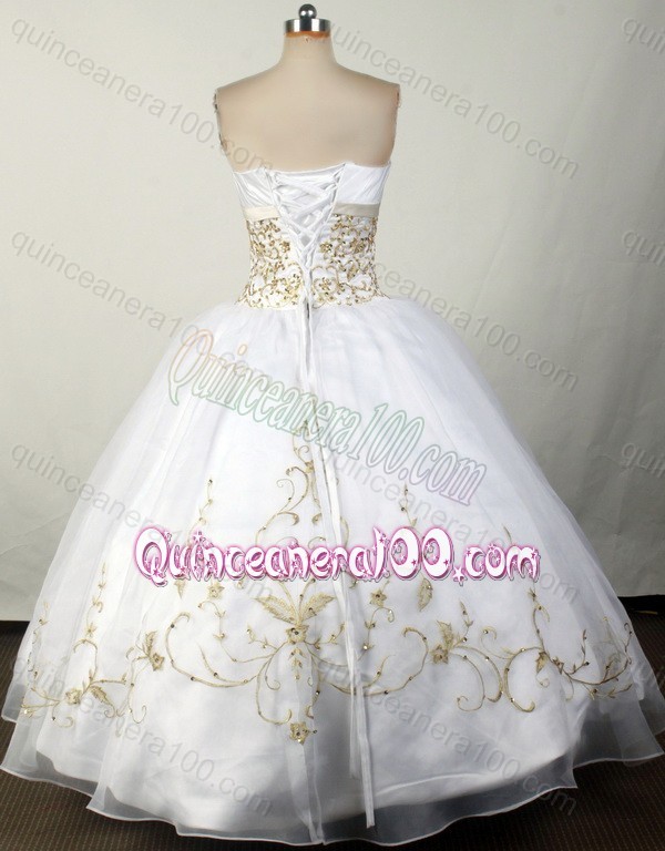 Brand New Ball Gown Strapless Full Length Beaded Decorate Quinceanera Dress