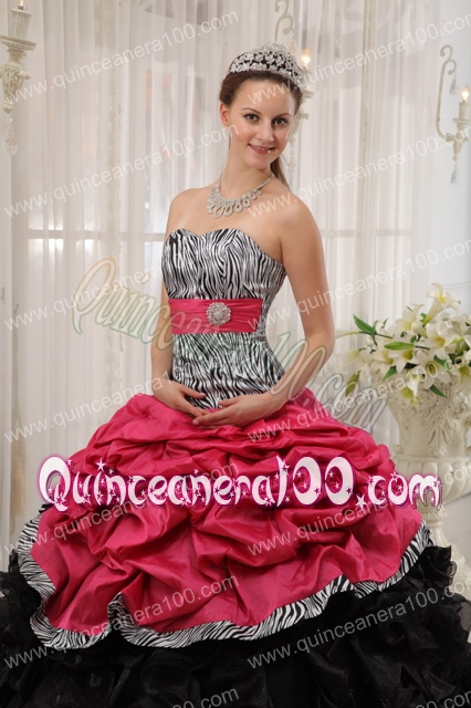 Brand New Red and Black Ball Gown Sweetheart Floor-length Quinceanera Dress