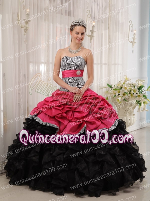 Brand New Red and Black Ball Gown Sweetheart Floor-length Quinceanera Dress