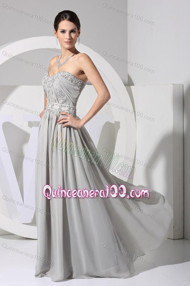 2014 Affordable Grey Mother of the Dresses with Beading and Appliques