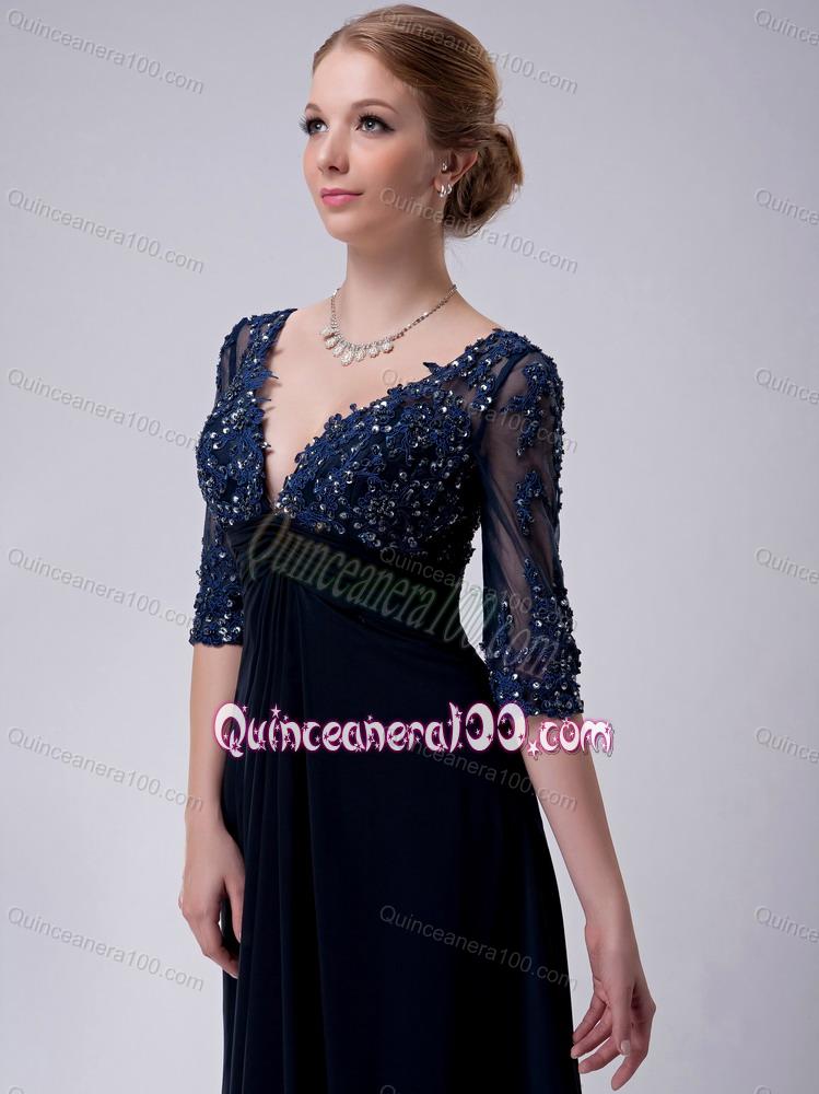 The Most Popular Appliques Navy Blue Mother of the Dress For 2014
