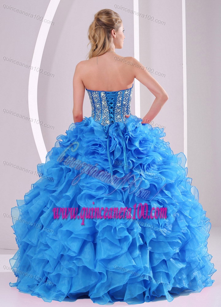 Ruffles and Beaded Decorate Sweetheart Long Quinceanera Dresses with Lace Up