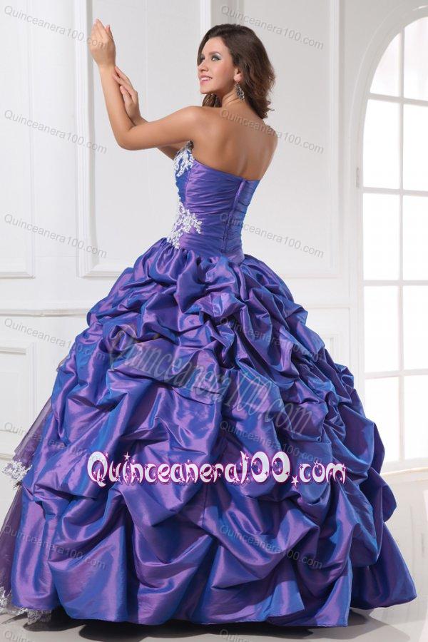 Purple Sweetheart Appliques and Pick-ups Quinceanera Dress for 2014