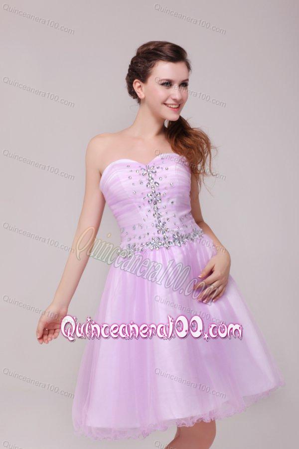 A-line Lavender Sweetheart Beading Dresses for Dama for Summer