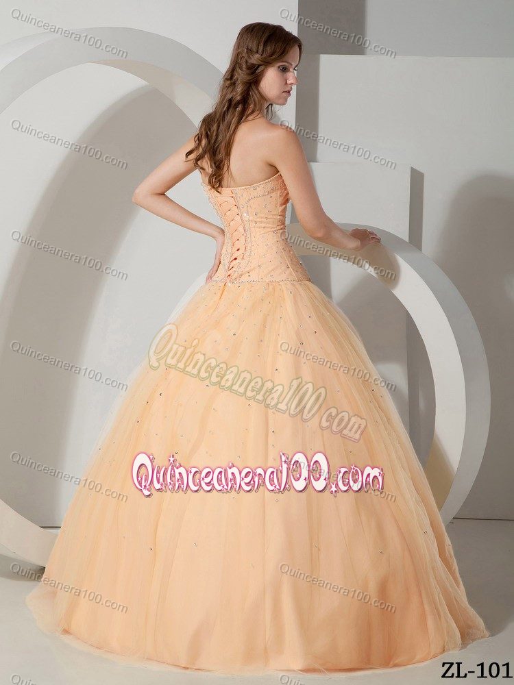 Beading Strapless Ball Gown Sweet 15 Dresses in Light Yellow