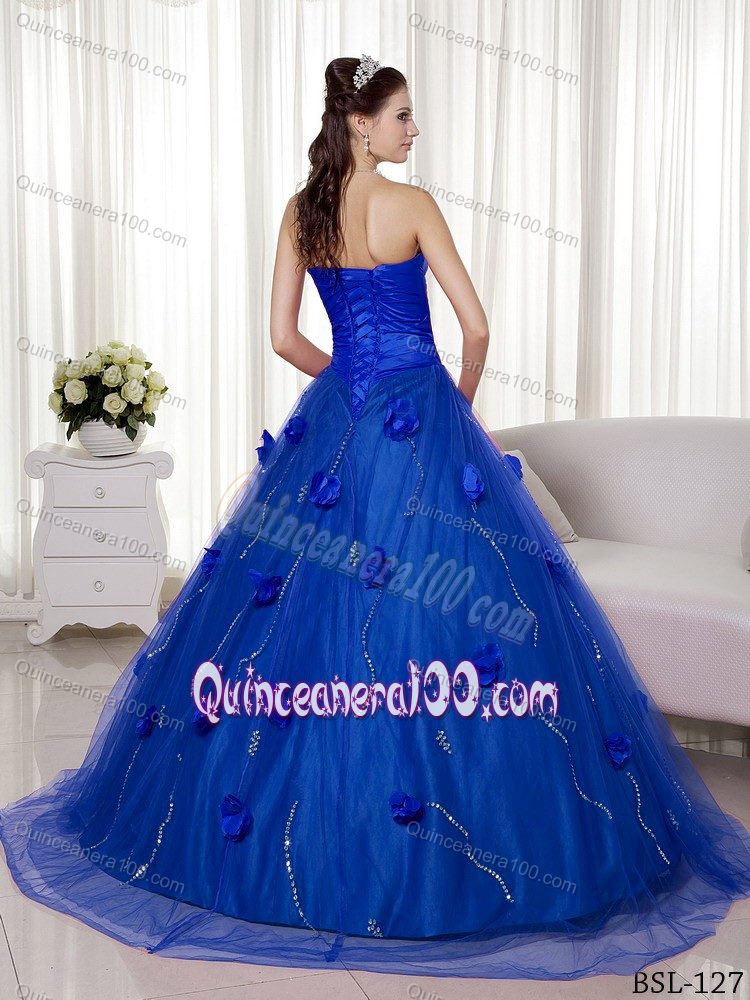 Tulle Overlay with Handle Flowers and Beading Dress for Quinceanera