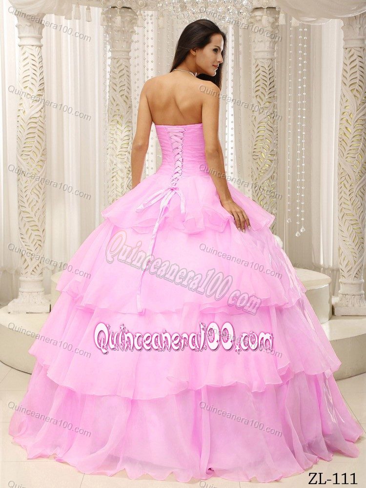 Hand Made Flowers Decorate Waist For Ruched Quinceanera Dress