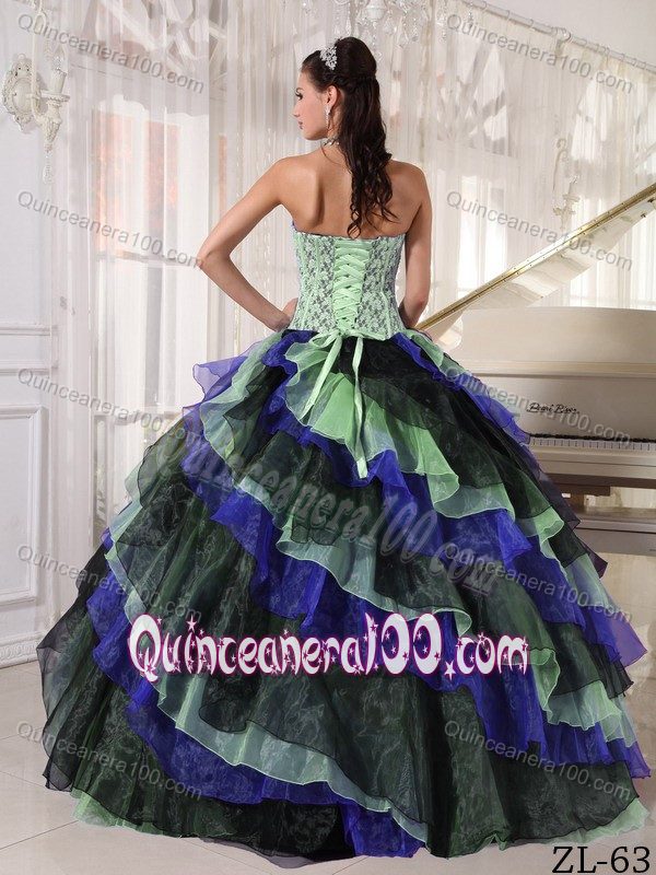 Multi-color Ball Gown Appliques with Beading Dresses For a Quince