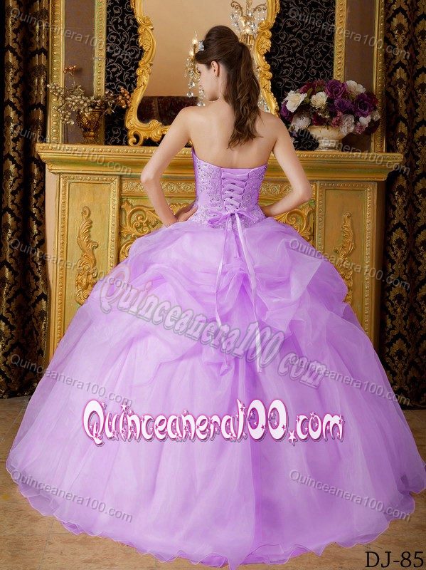 Lilac Strapless Beaded Quinceanera Party Dresses for Rent