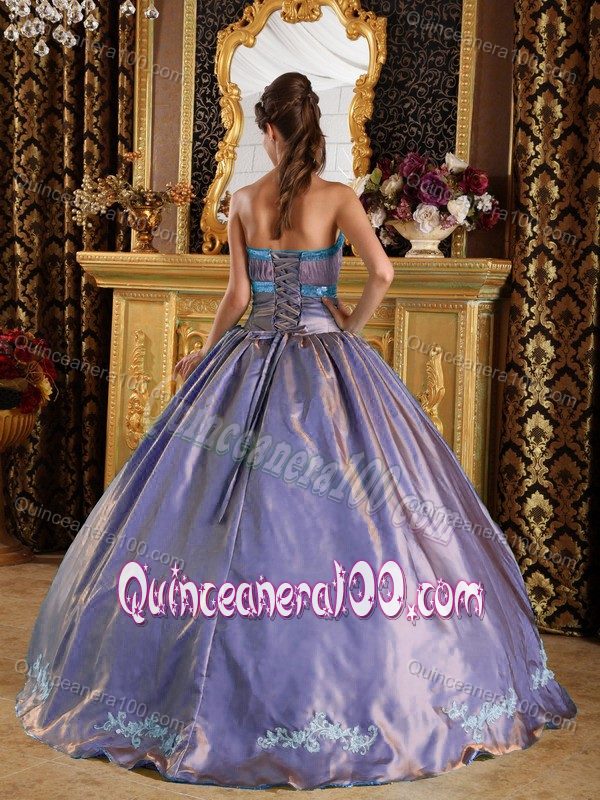 Customer Made Appliqued Pleated Purple Sweet 15 Dress 2012