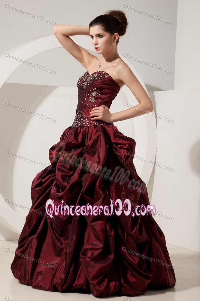 Pretty Pick-ups Beaded Burgundy Dress for Quince for Wholesale